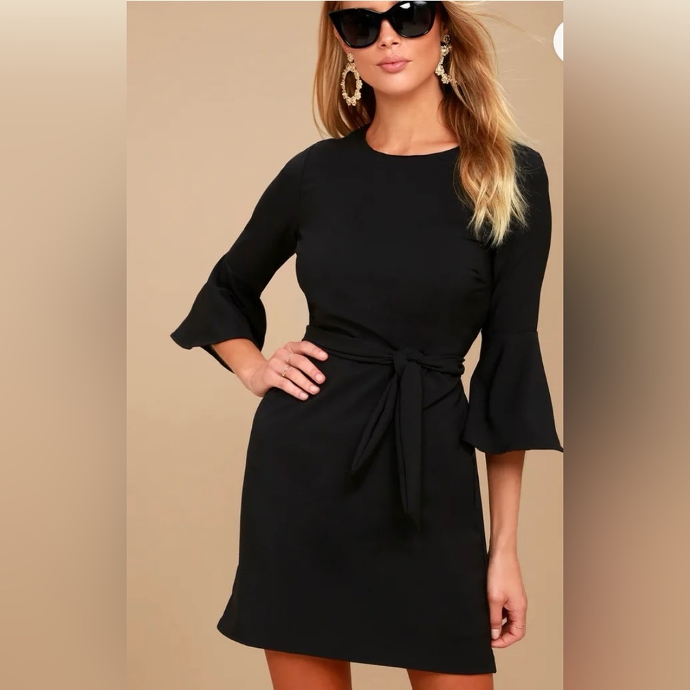 LULUS Last Love Song Black Tie-Waist Dress